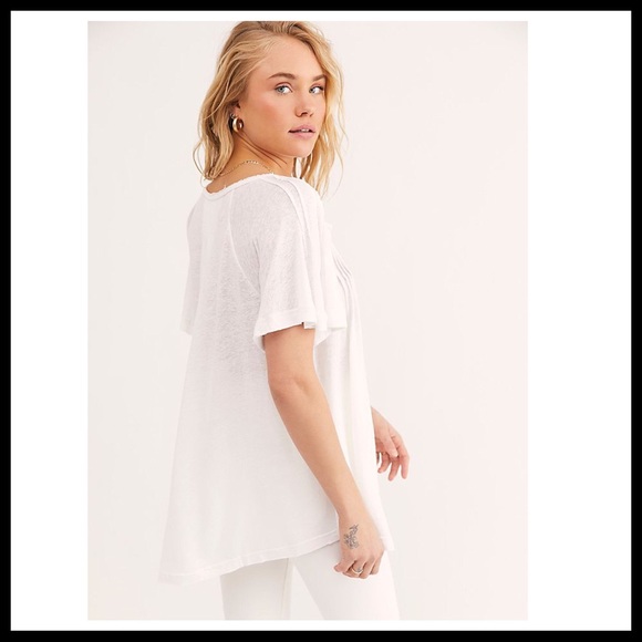 FREE PEOPLE BOHO FLOWY TUNIC TEE V-NECK TOP A3C - Picture 10 of 16